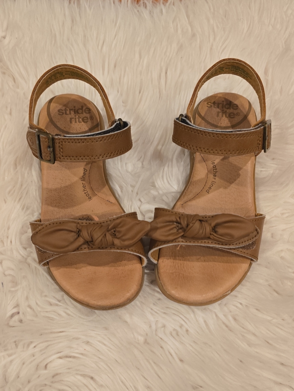 Stride Rite Girls' Brown Knot-Front Leather Sandals